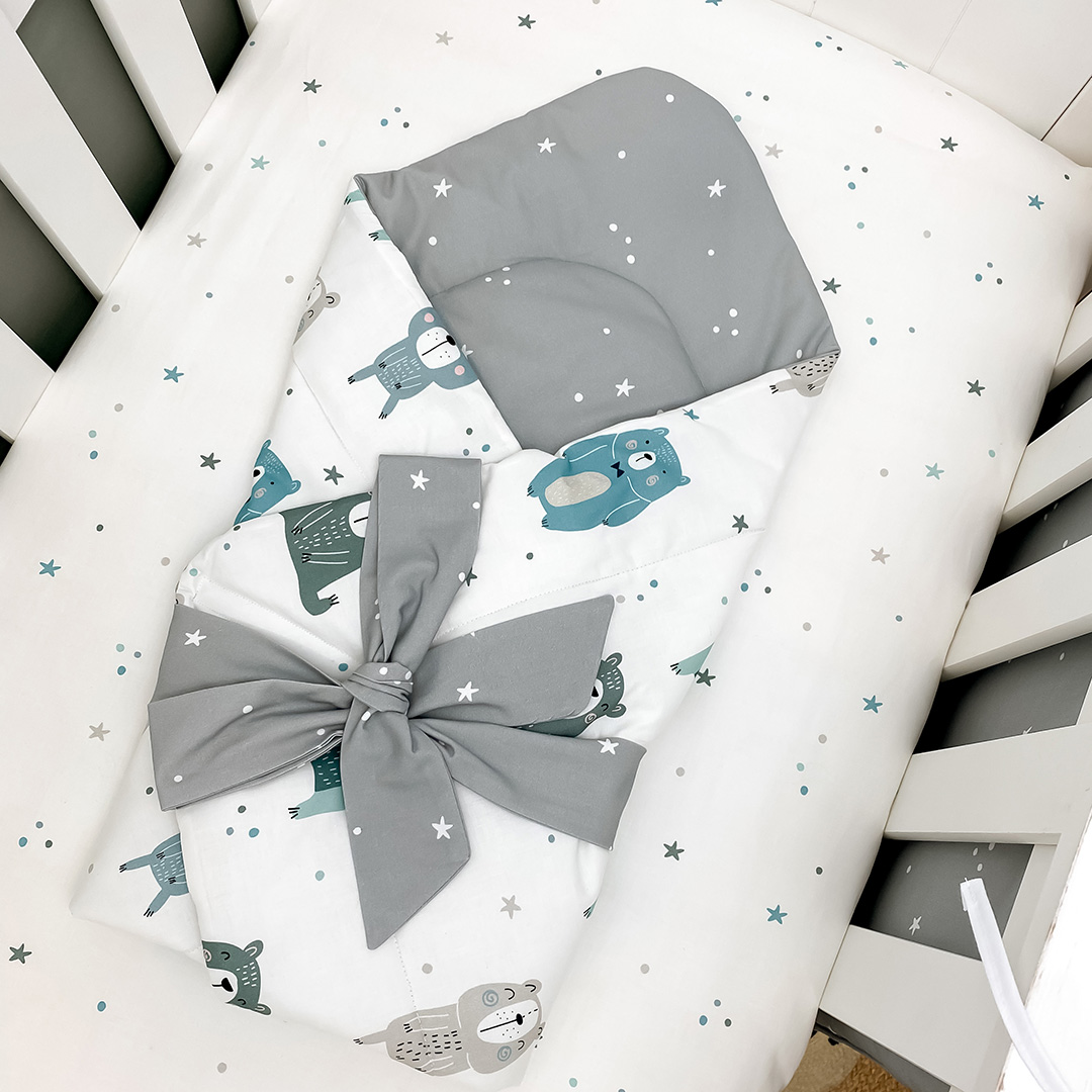 Baby-Einschlagdecke aus Baumwolle Pastellbärchen image 6