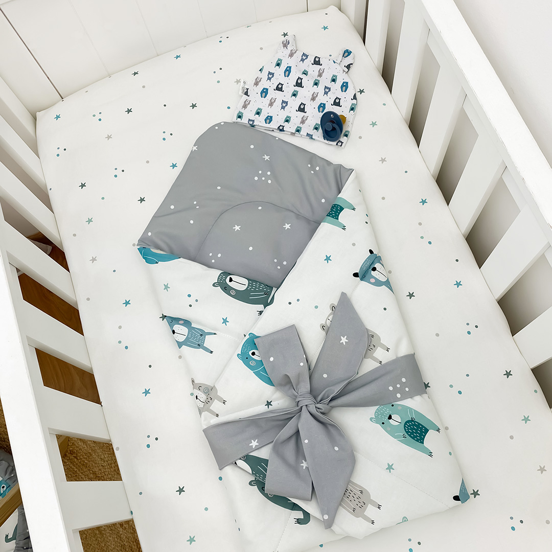 Baby-Einschlagdecke aus Baumwolle Pastellbärchen image 4