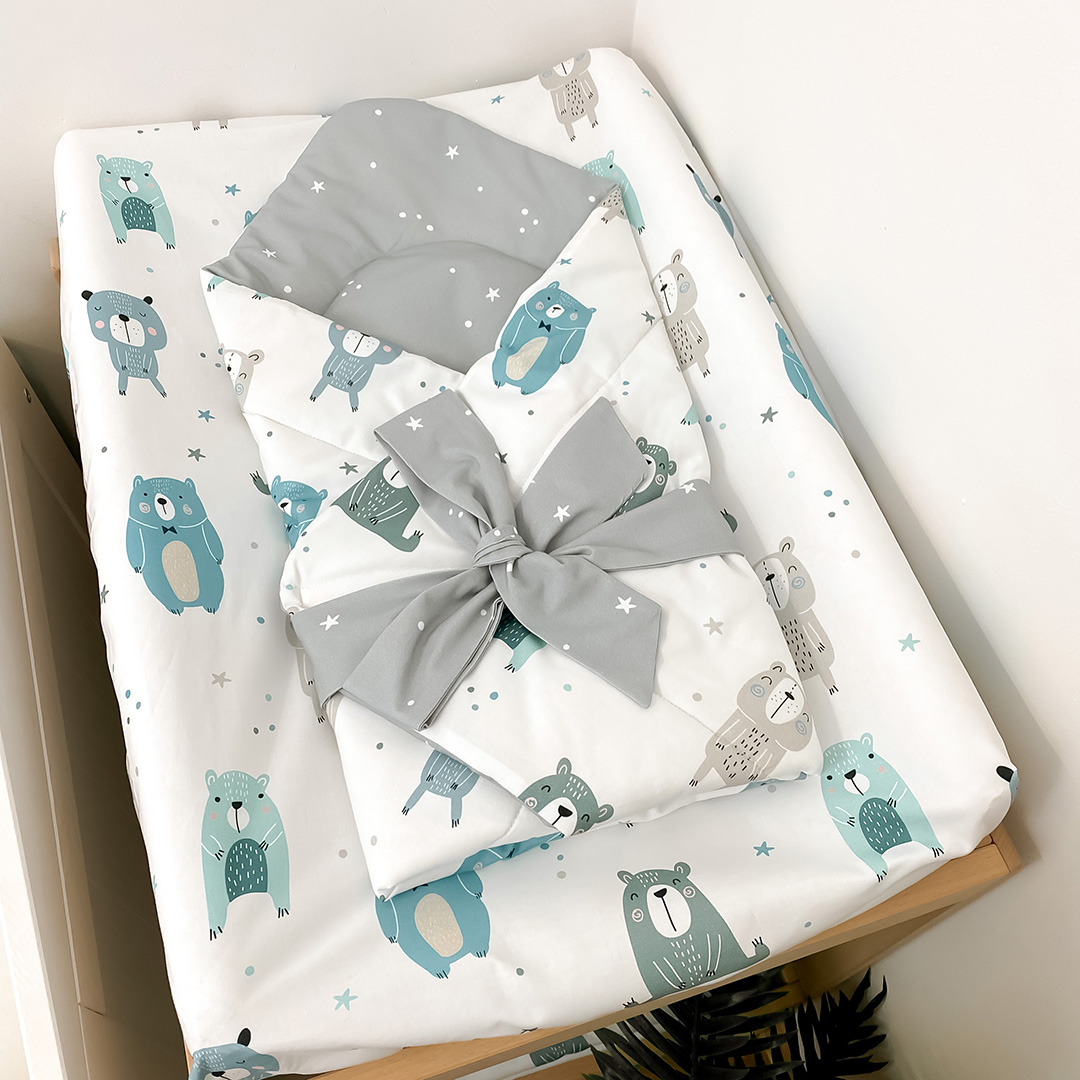 Baby-Einschlagdecke aus Baumwolle Pastellbärchen image 2